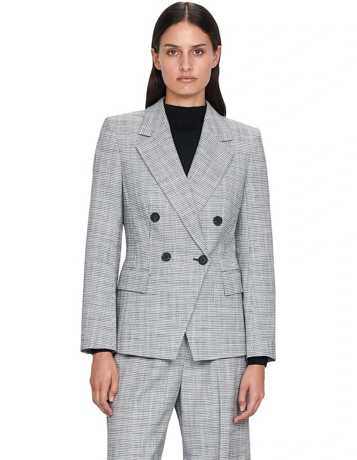 Stretch Check Blazer in Black/White image 3