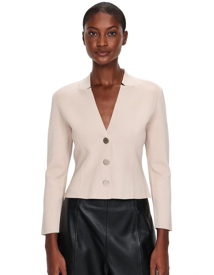 Notched Collar Milano Jacket in Stone image 1