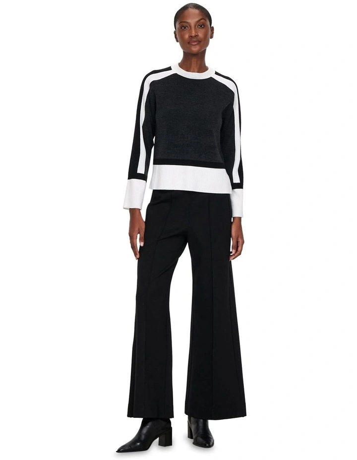 Ponte Elastcated Pant in Black image 1