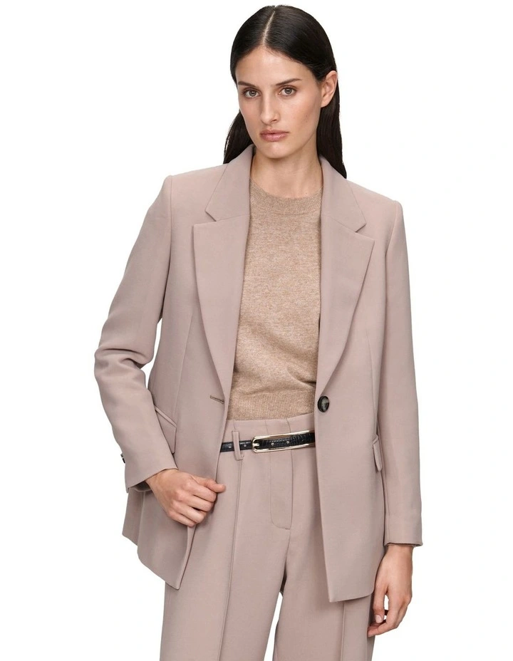 Double Weave Relaxed Blazer in Taupe image 2