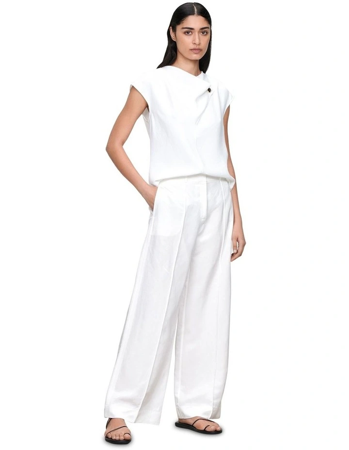 Japanese Crepe Cowl Neck Top in Cream image 1