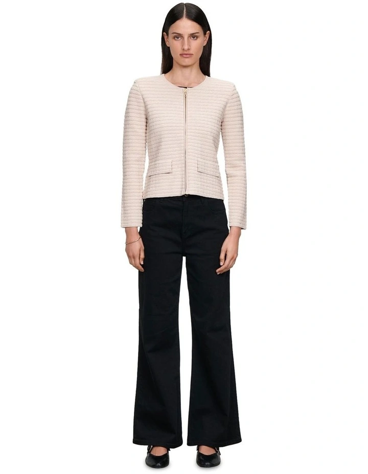 Textured Knit Jacket in Stone image 1
