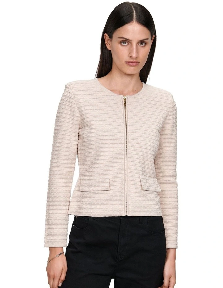 Textured Knit Jacket in Stone image 2