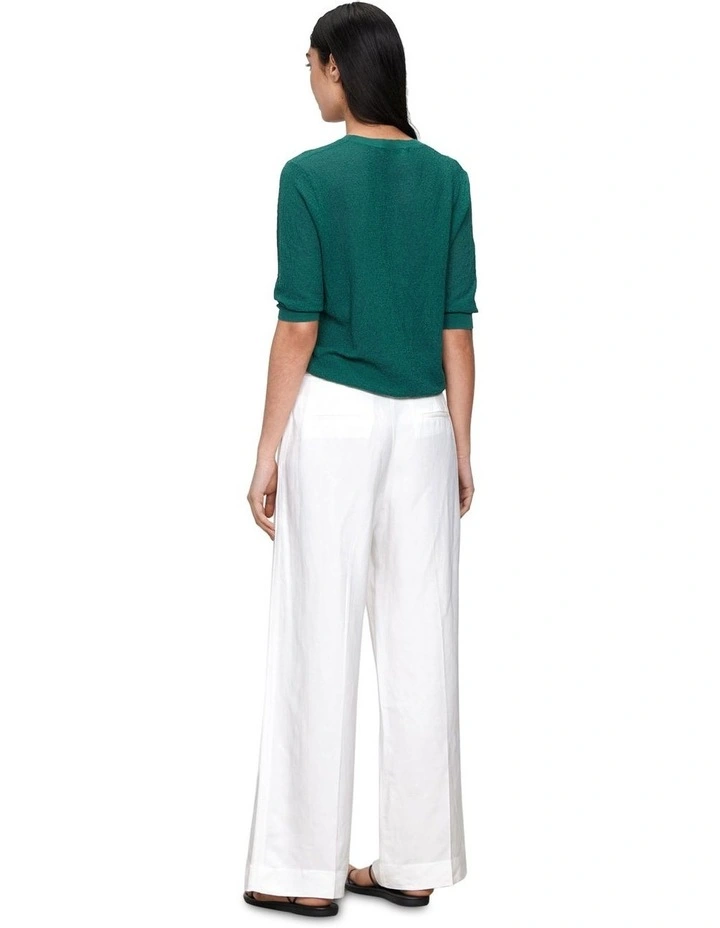 Sheer Crepe Elbow Sleeve Knit Top in Sea Green image 3