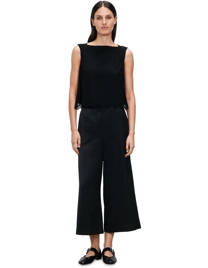 Corded Lace Scallop Top in Black image 1