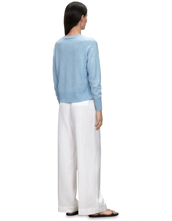 Cashmere Merino Blend Round Neck Sweater in Sky image 3