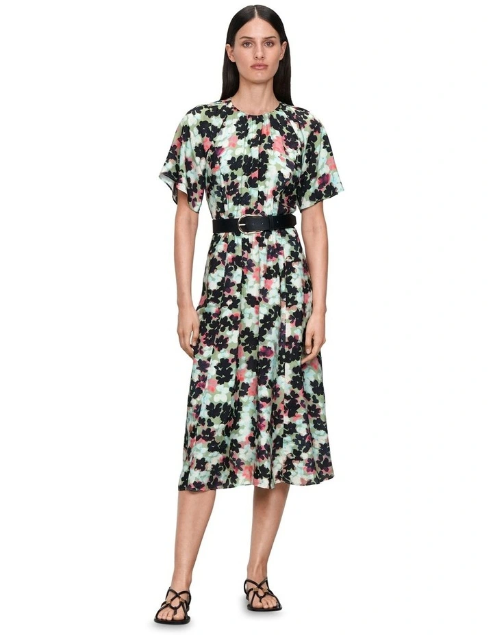 European Capri Floral Midi Dress in Black image 1