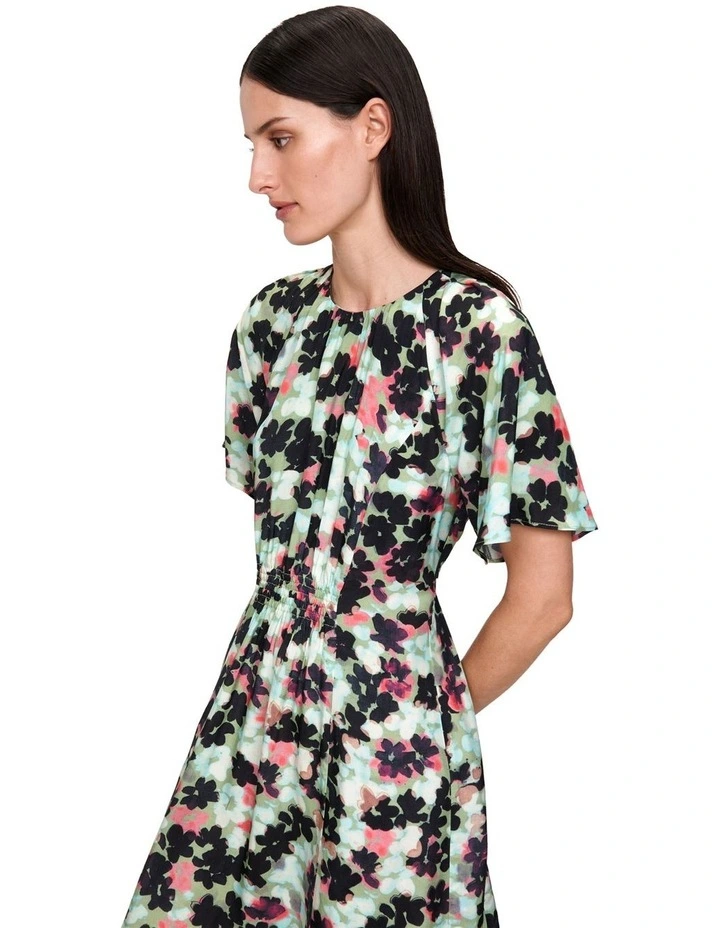 European Capri Floral Midi Dress in Black image 2