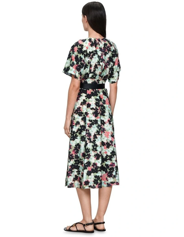 European Capri Floral Midi Dress in Black image 3