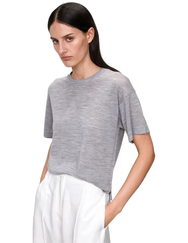 Sheer Merino Knit T-Shirt in Grey image 2