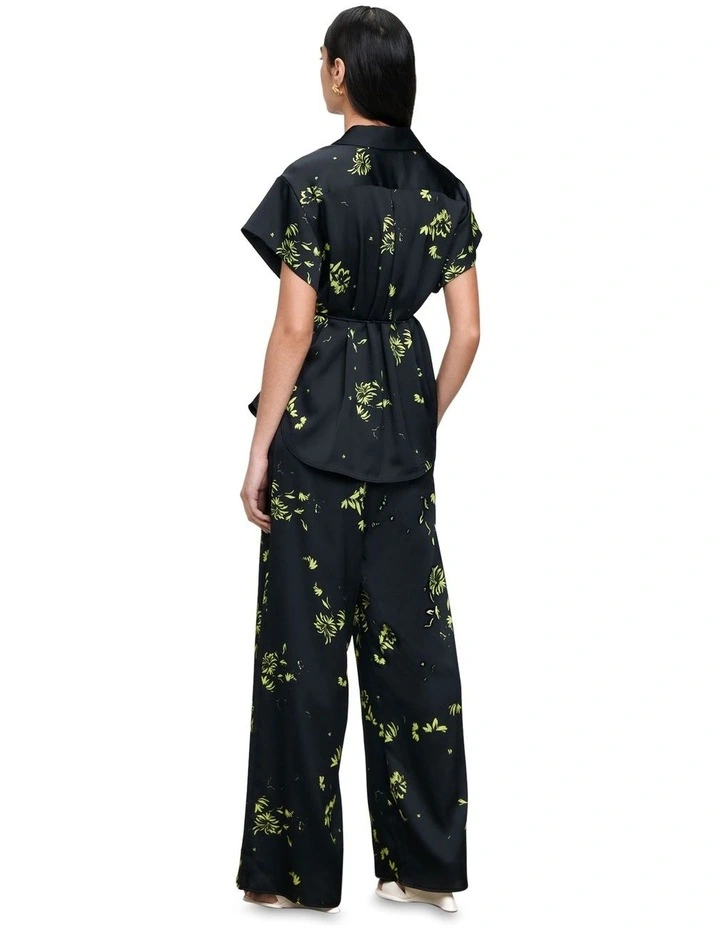 Scattered Petals Satin Shirt in Black image 3