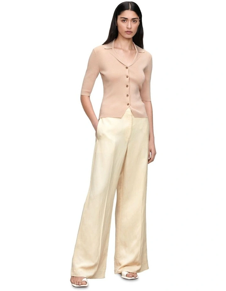 Viscose Linen Twill Wide Pant in Cream image 1