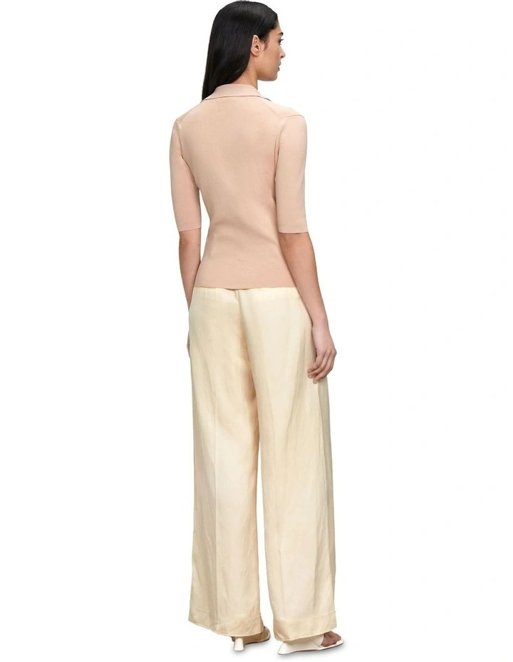 Viscose Linen Twill Wide Pant in Cream image 3