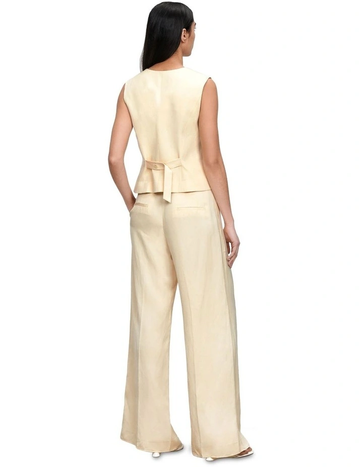 Viscose Linen Twill Vest in Cream image 3