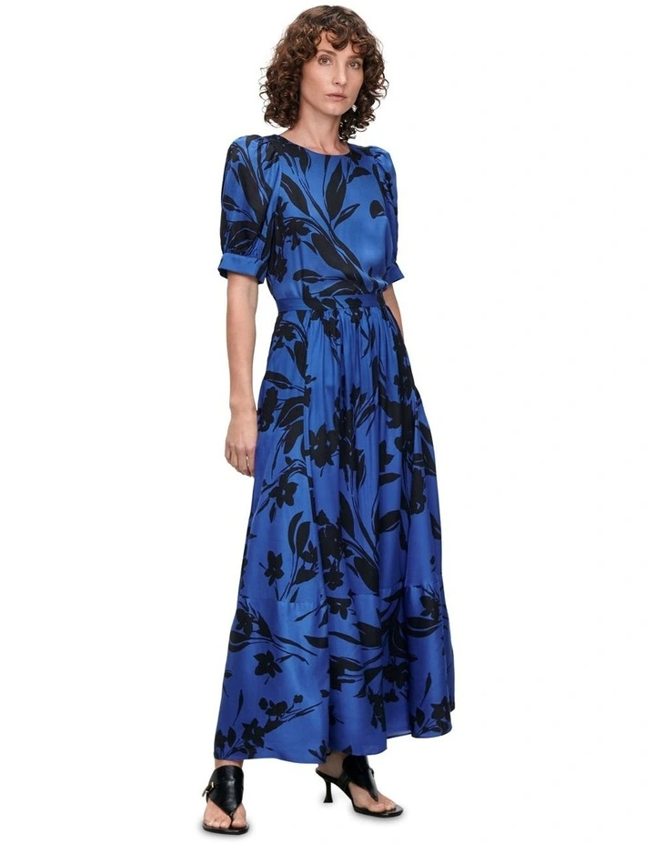 Serenade Blooms Puff Sleeve Top in Azure image 1