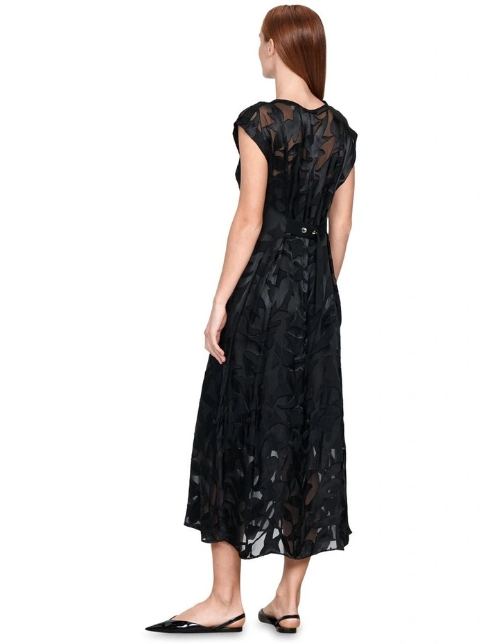 Viscose Silk Botanical Burnout Dress in Black image 2