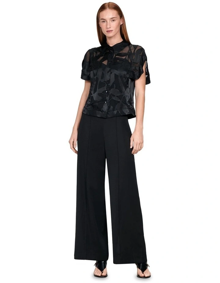 Viscose Silk Botanical Burnout Blouse in Black image 1