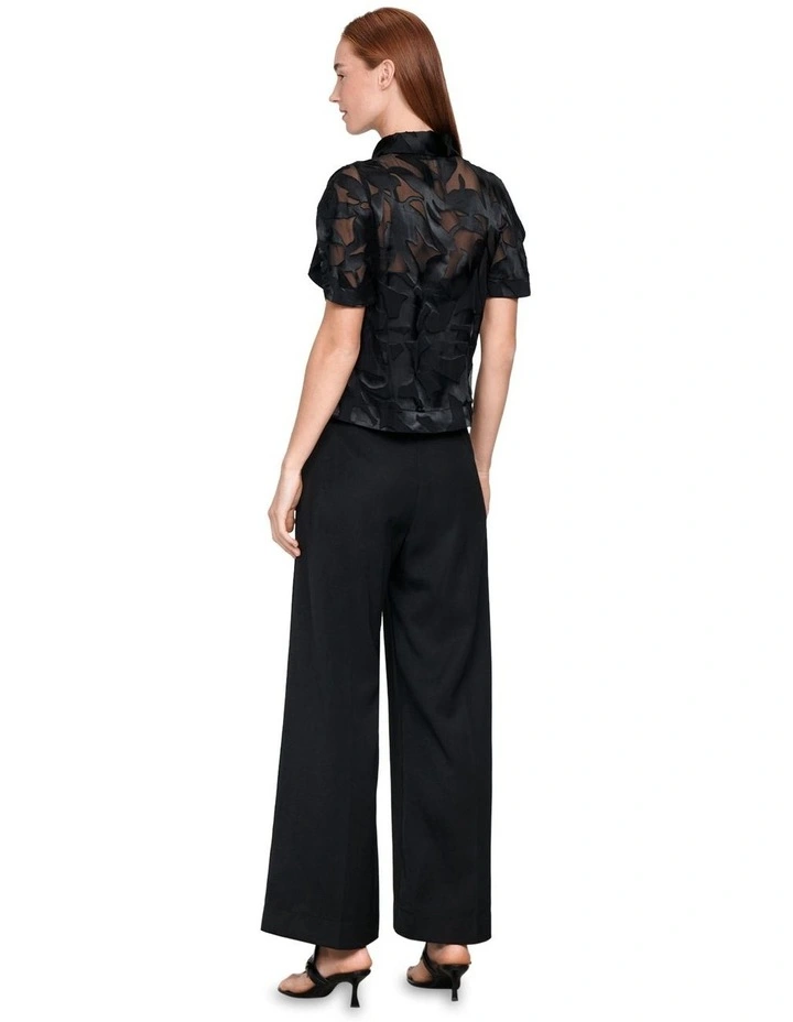 Viscose Silk Botanical Burnout Blouse in Black image 3