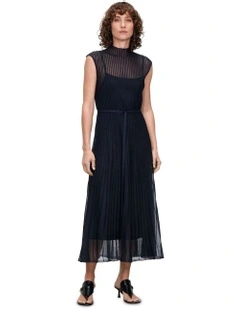 Sheer Knit Flared Dress in Ink