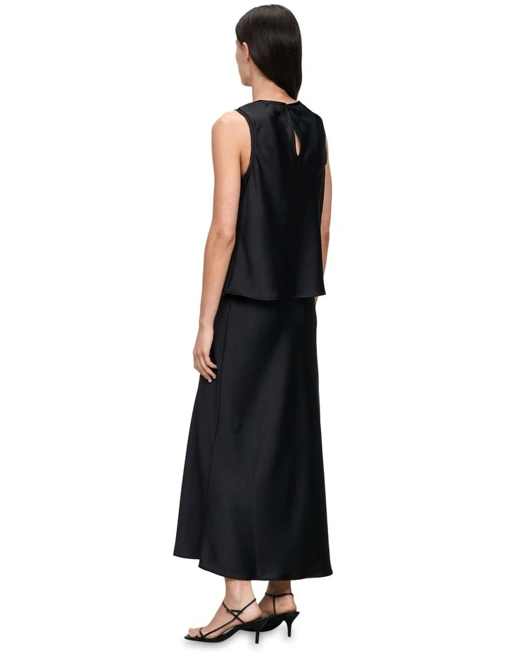 Lustre Satin Bias Skirt in Black image 3