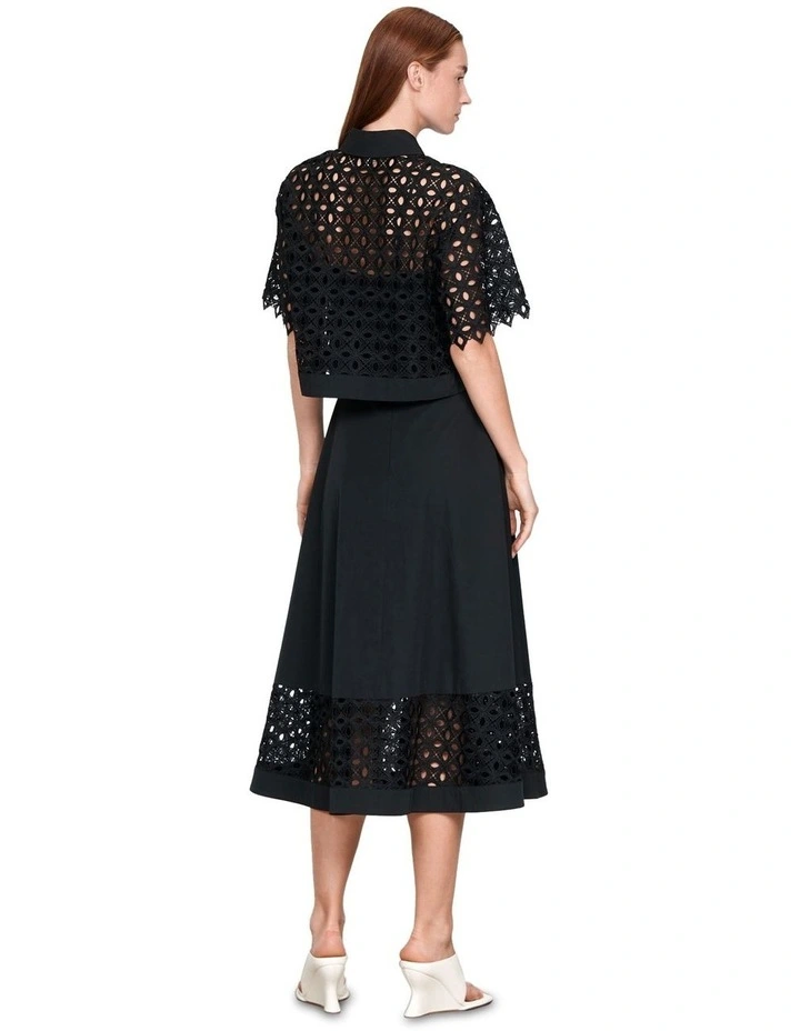 European Taffeta Lace Hem Skirt in Black image 3