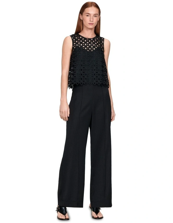 Geometric Scalloped Top in Black image 1