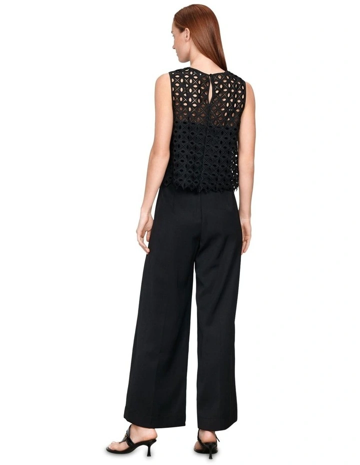 Geometric Scalloped Top in Black image 3
