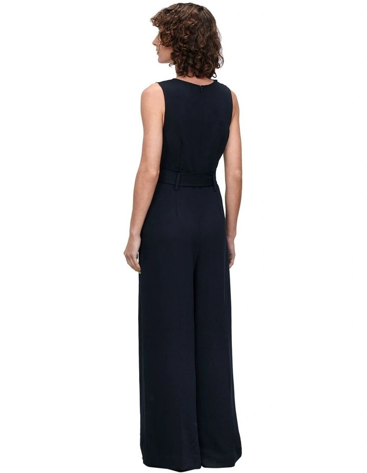 Grainy Twill Cowl Neck Jumpsuit in Ink image 3