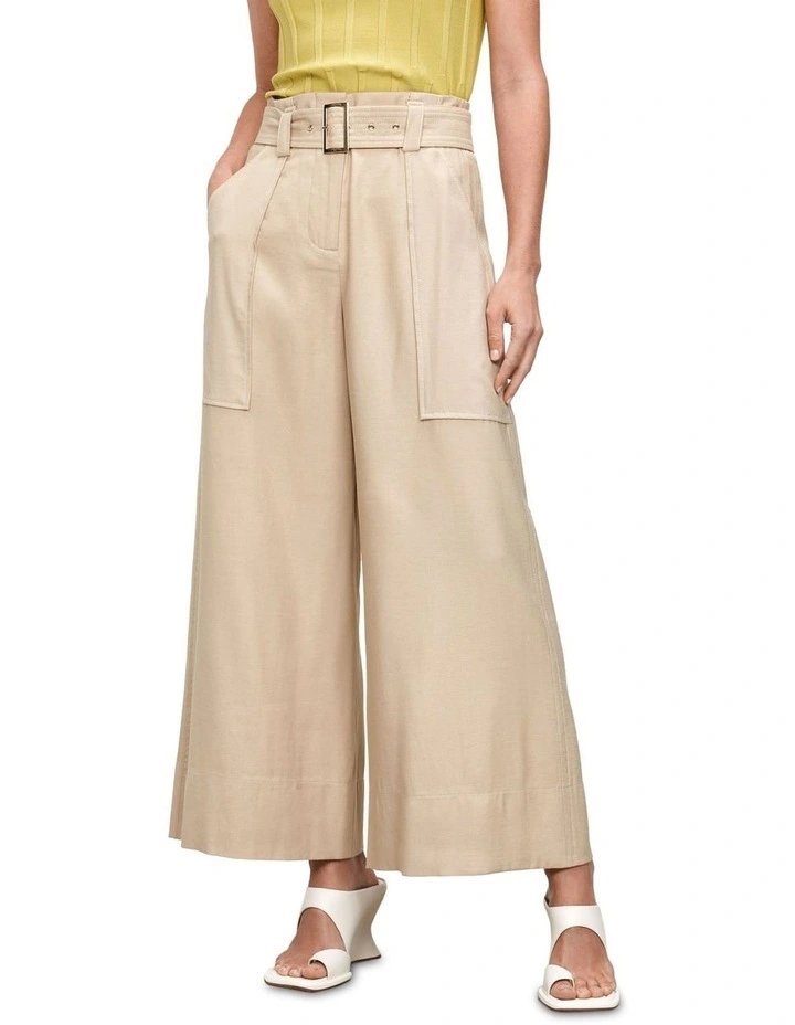 Sandwashed Viscose Belted Cropped Pant in Bamboo image 2