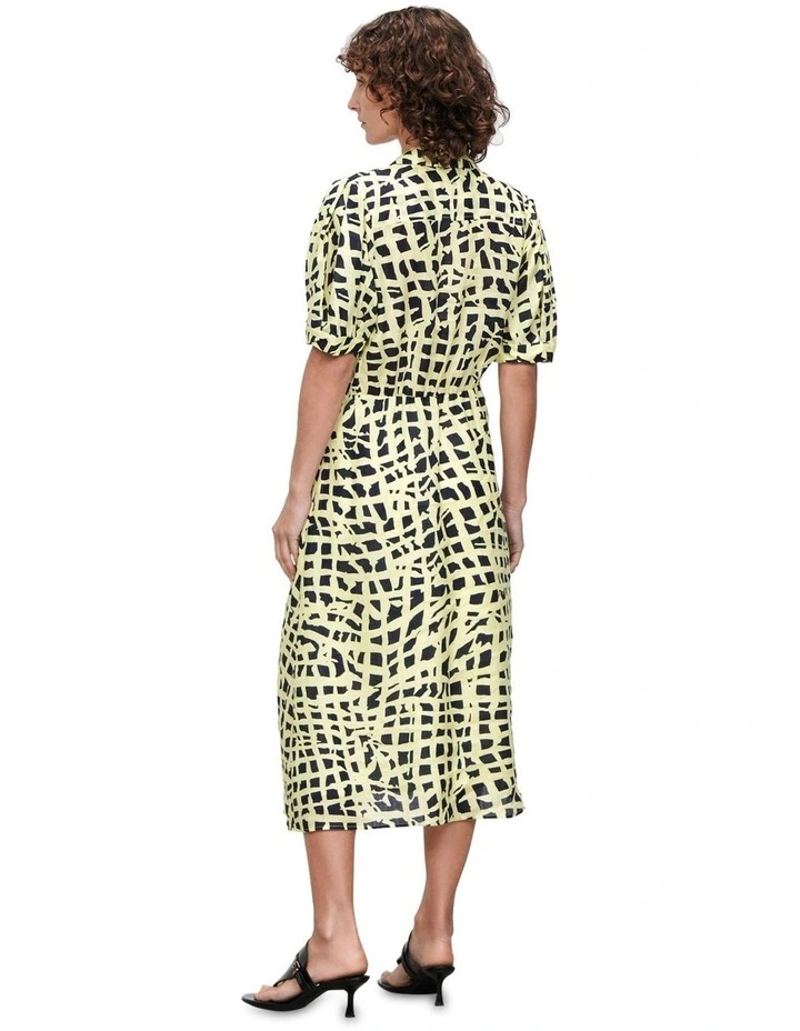 Mosaic Squares Twist Dress in Lemon image 3