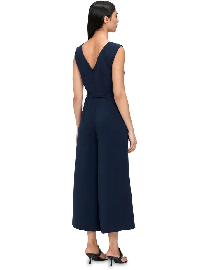 Double Crepe Boat Neck Jumpsuit in Ink image 3