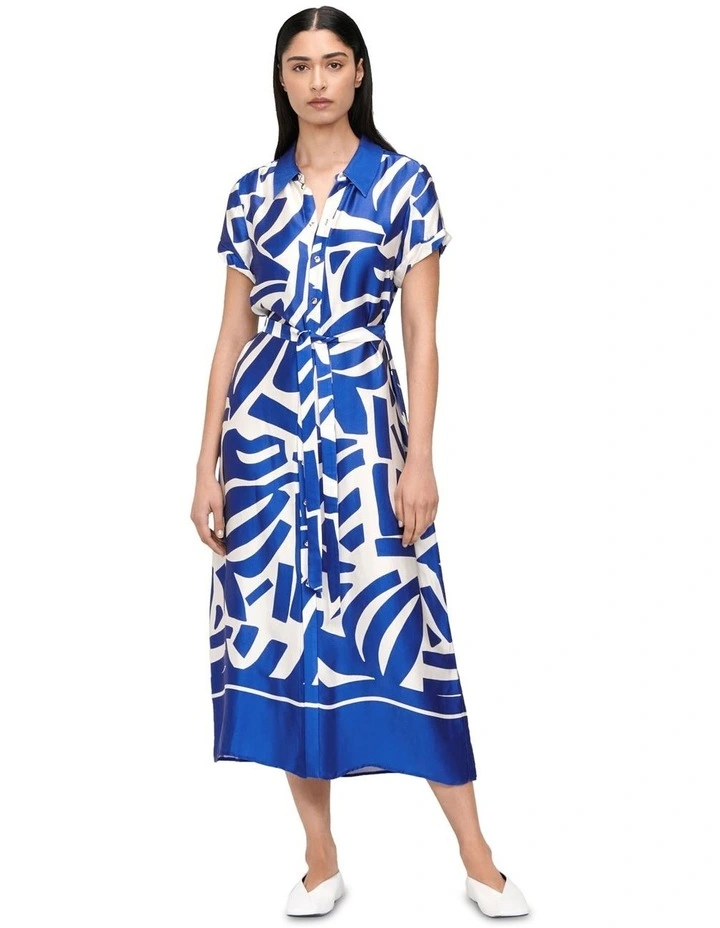 Aegean Mosaic Shirt Dress in Blue image 1