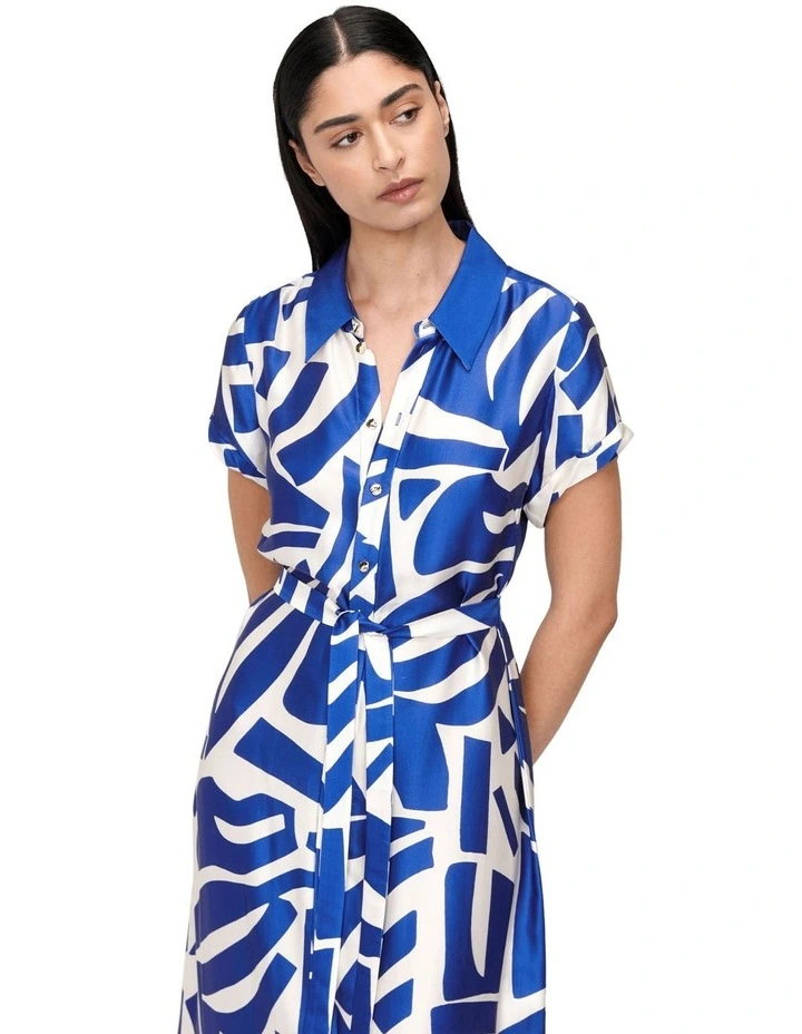 Aegean Mosaic Shirt Dress in Blue image 2