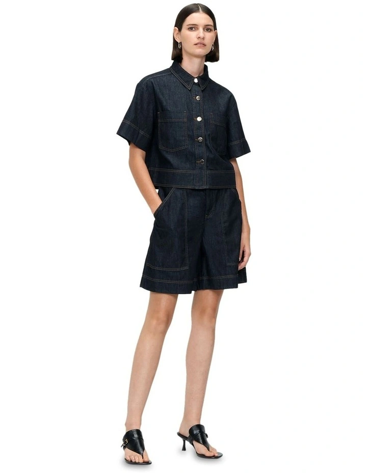 Veronika Maine Tencel Denim Shirt in Dark Indigo Wash MYER