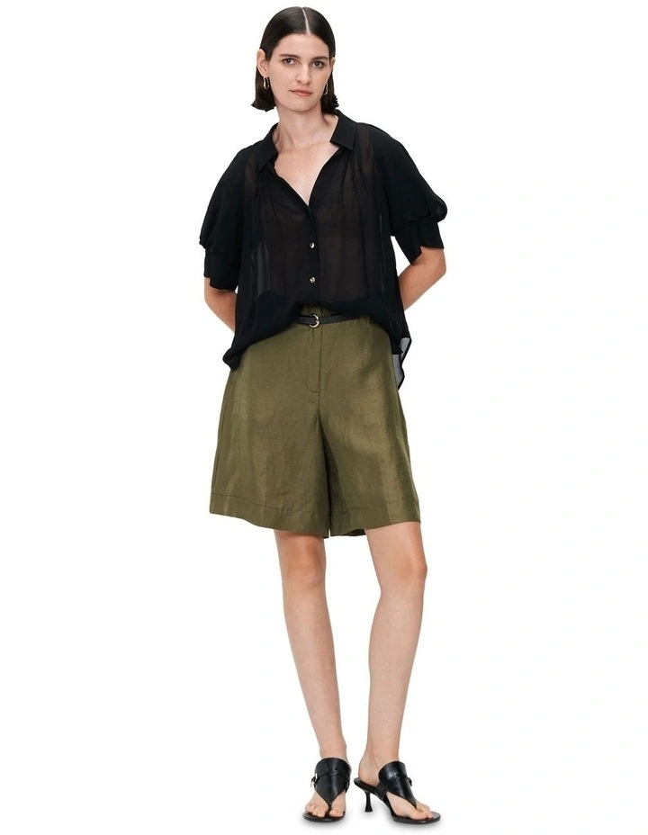 European Chiffon Trapeze Shirt in Black image 1