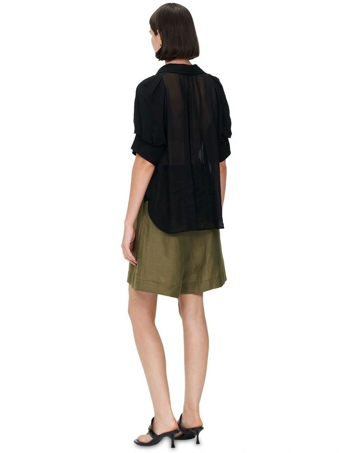 European Chiffon Trapeze Shirt in Black image 3