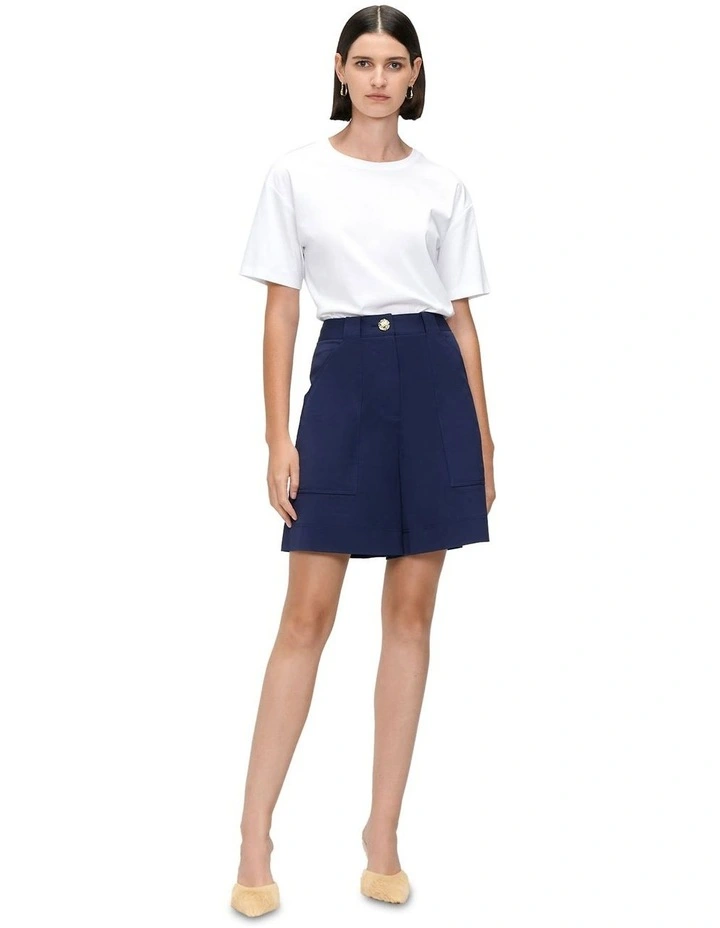 Mercerised Cotton Cropped Tee in White image 1