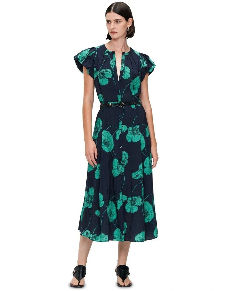 Poppy Button Front Dress in Marine image 1