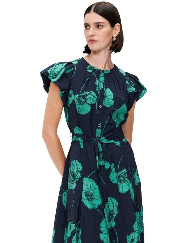 Poppy Button Front Dress in Marine image 2