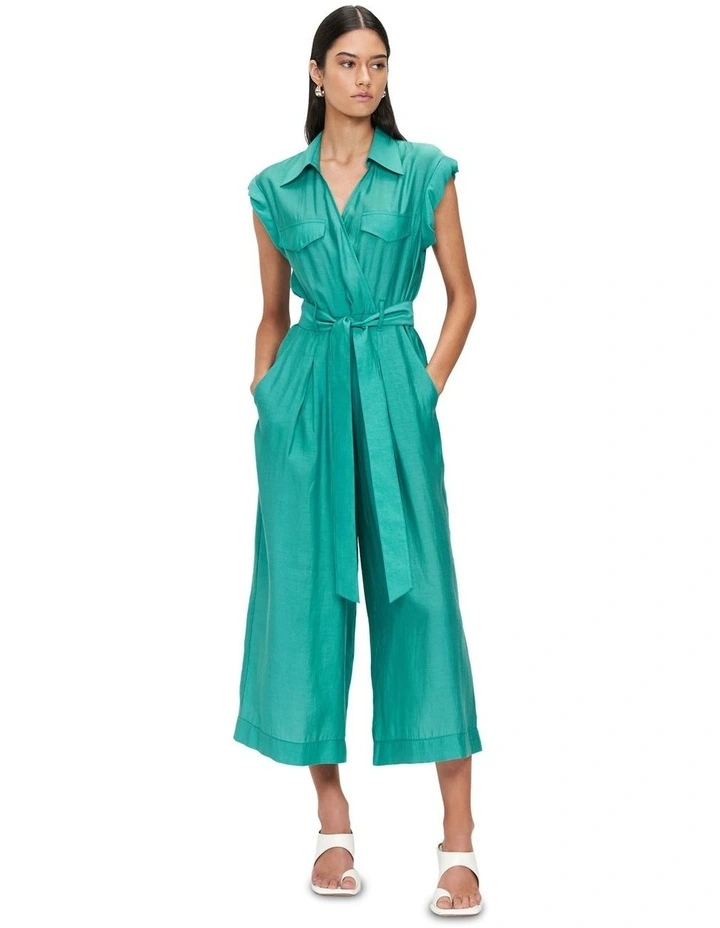 Washed Tencel Jumpsuit in Jade image 1