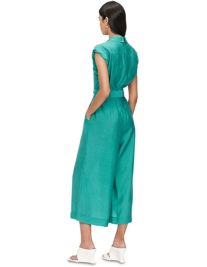 Washed Tencel Jumpsuit in Jade image 3