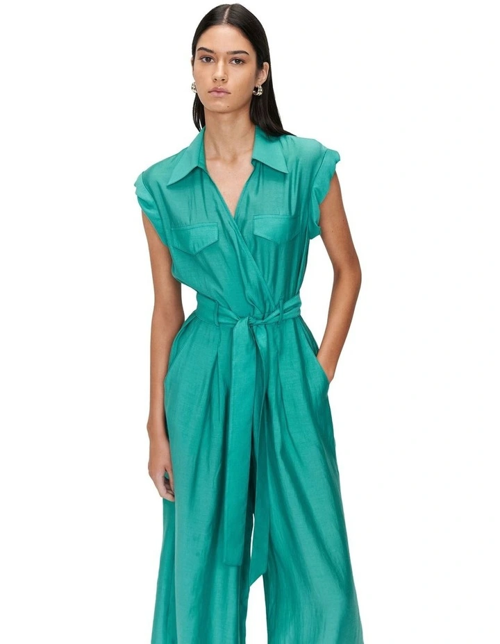 Washed Tencel Jumpsuit in Jade image 4