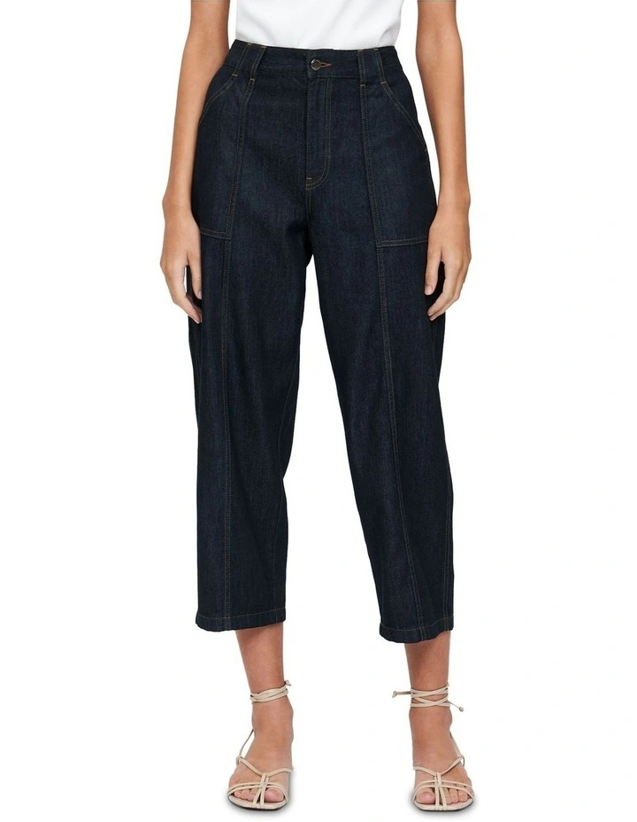 Tencel Denim Barrel Leg Pant in Dark Indigo Wash image 2