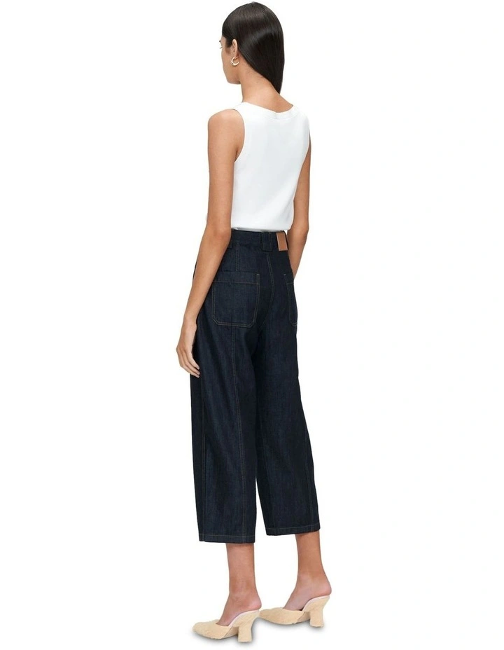 Tencel Denim Barrel Leg Pant in Dark Indigo Wash image 3