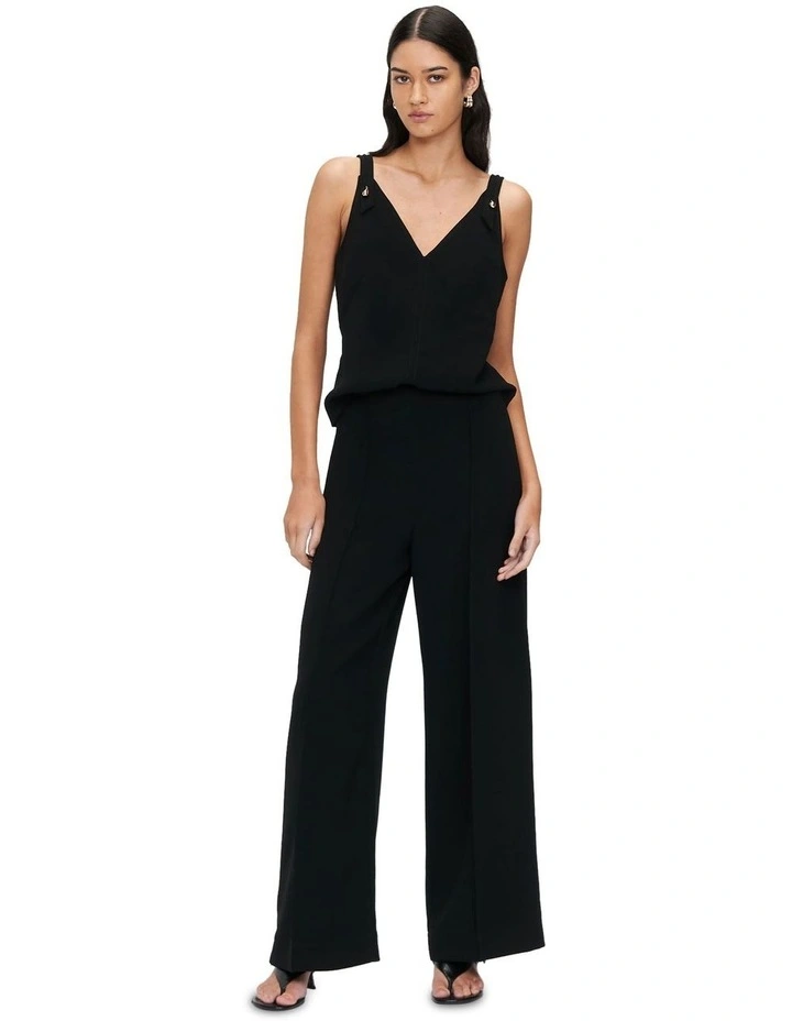 Double Crepe Wide Leg Pant in Black image 1