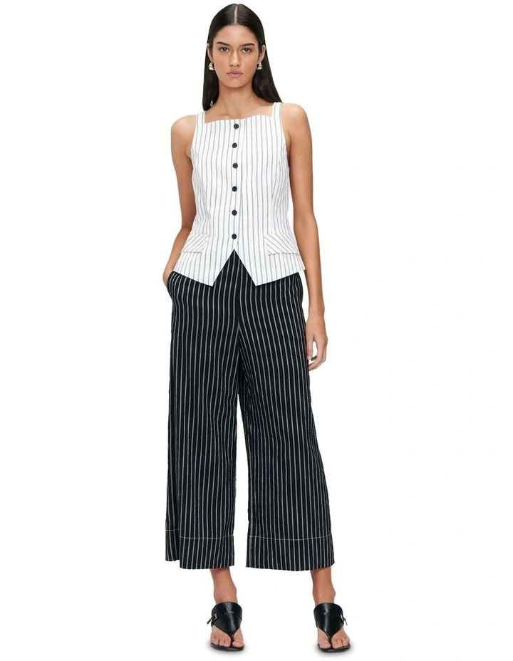 Soft Pinstripe Vest in Ivory image 1
