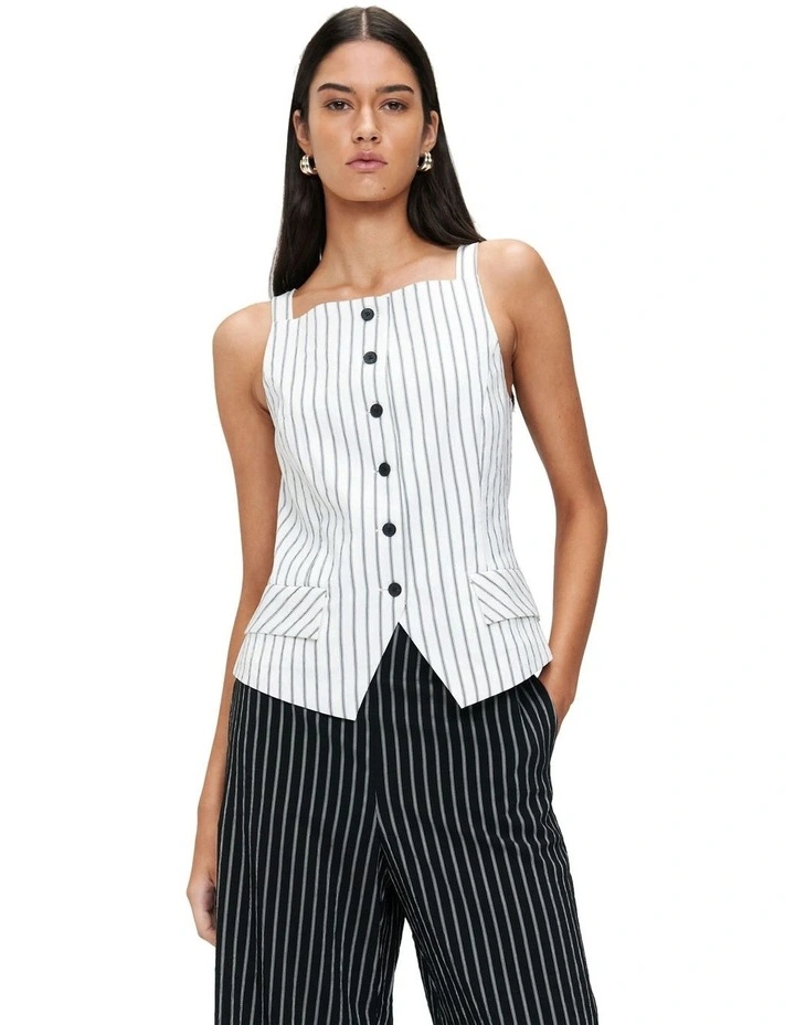 Soft Pinstripe Vest in Ivory image 2