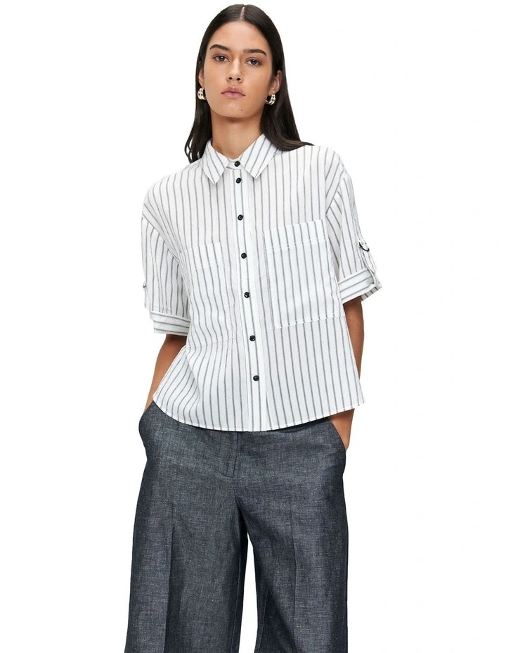 Soft Pinstripe Shirt in Cream image 2