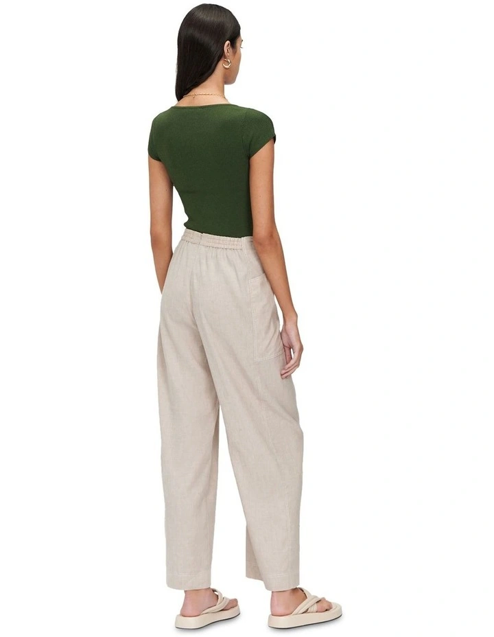 Ribbed Cap Sleeve Boat Neck Knit Top in Green image 2