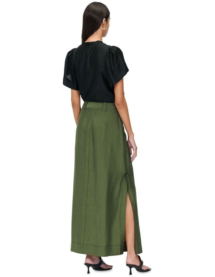 Light Tencel Lace Trim Top in Black image 2